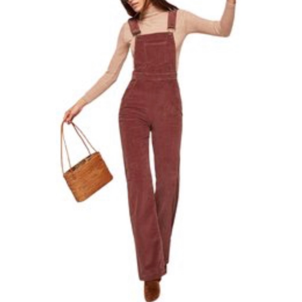 Reformation Corduroy Rodeo Overalls Mauve Pockets
